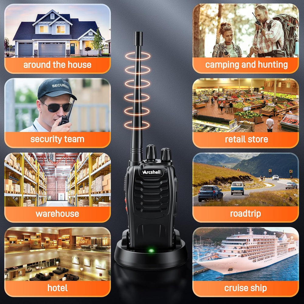 Rechargeable Long Range Two-Way Radios with Earpiece 2 Pack Arcshell AR-5 Wal...