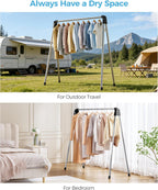 APEXCHASER Clothes Drying Rack Foldable, Stainless Steel Laundry Drying Rack Collapsible, Clothes Hanger for Sweater Baby Clothes Towel for Indoor & Outdoor, Portable Clothes Airer for Travel