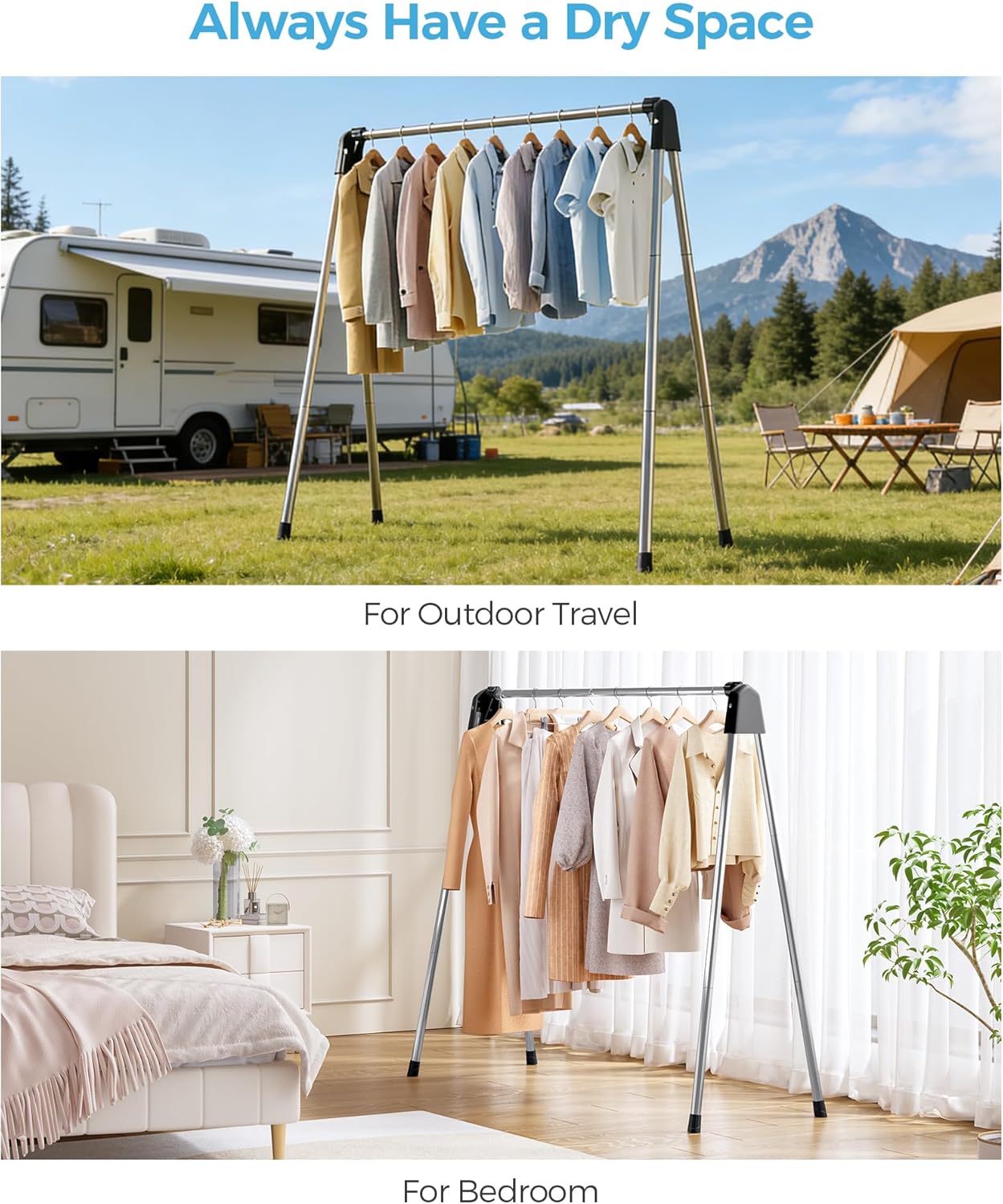 APEXCHASER Clothes Drying Rack Foldable, Stainless Steel Laundry Drying Rack Collapsible, Clothes Hanger for Sweater Baby Clothes Towel for Indoor & Outdoor, Portable Clothes Airer for Travel