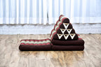 Leewadee - Comfortable Japanese Floor Mattress Used As Thai Floor Bed with Triangle Cushion, Futon Mattress Or Thai Massage Mat, 67 x 21 inches, Brown Red | Floor & lounge cushion for relaxing, reading & TV - for meditation & yoga, firm & stable