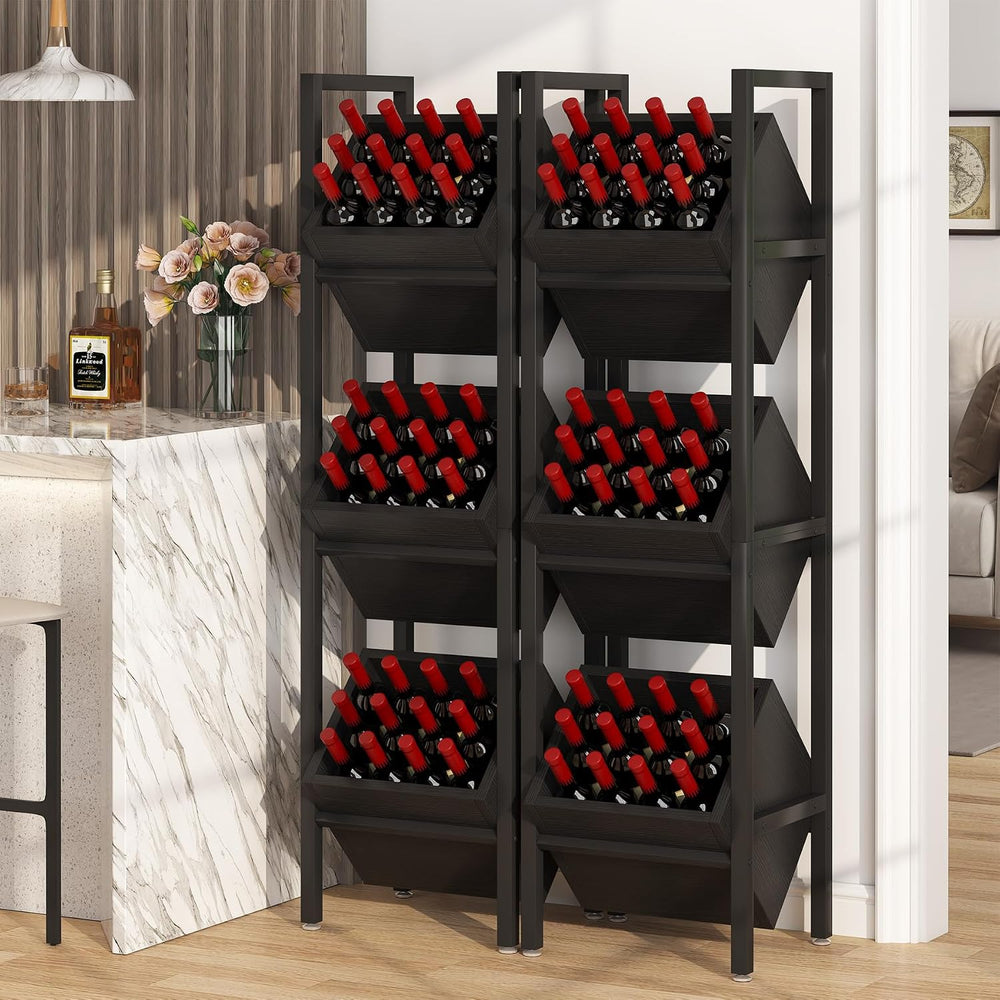 Tribesigns Wine Rack Freestanding Floor, 3 Tier Wooden Wine Storage Stand, Wo...