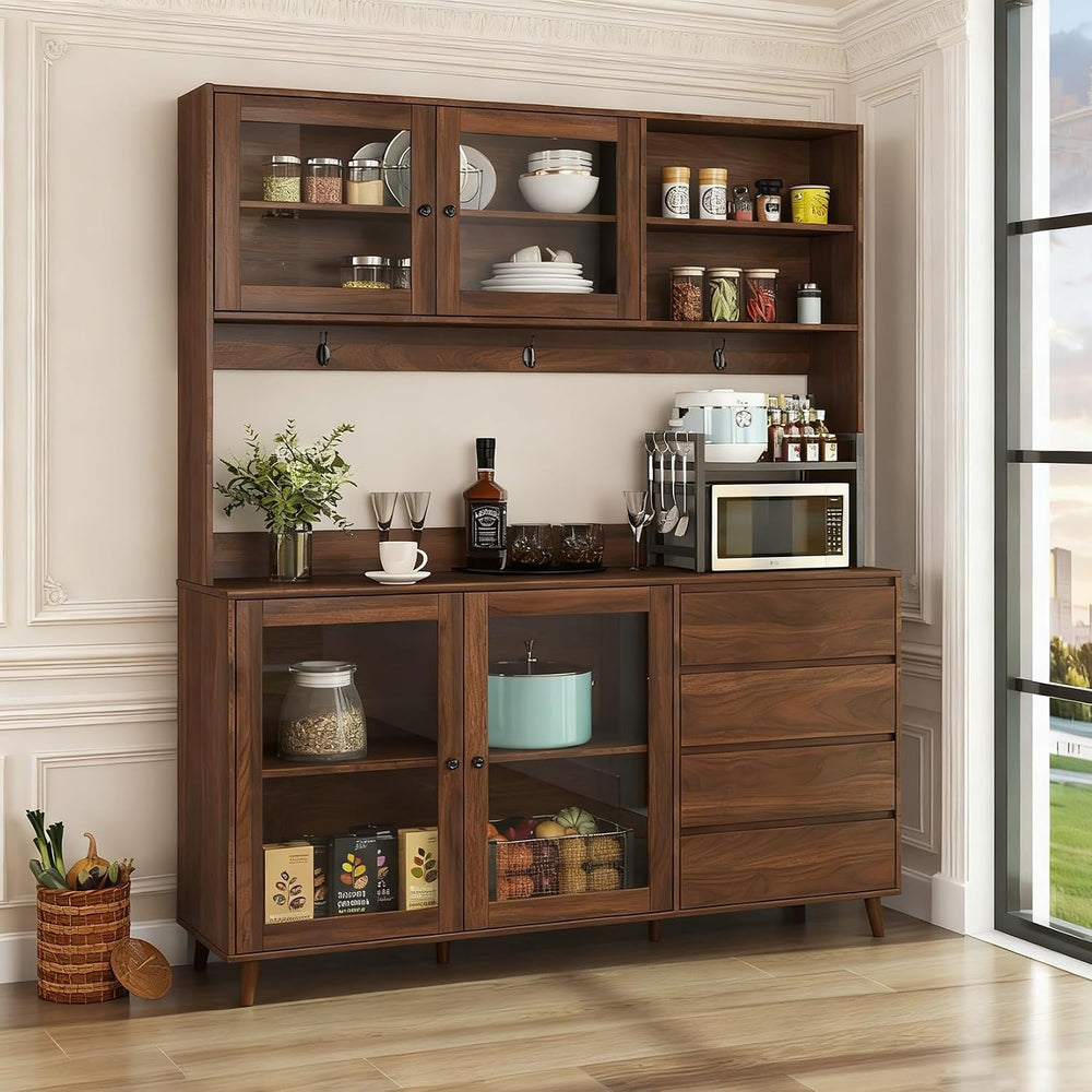 74.8" Tall Farmhouse Pantry Storage Cabinet, Large Kitchen Hutch Cabinet...