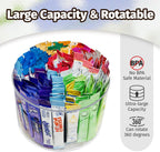 Drink Packet Organizer for Powdered Drink Mix,Powder Packet,Water Packet,Water Flavor Packet,Lazy Susan 360° Turntable Organizer for Drink Mix Necessities