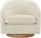 CHITA Swivel Accent Chair Set of 2, FSC Wood Frame, Fully Assembled, Cream | Fabric Barrel Arm Chair with 360° Swivel Solid Wood Base, Mid Century Modern Living Room Chair, 31"x31"x28", 350 Lb Capacity