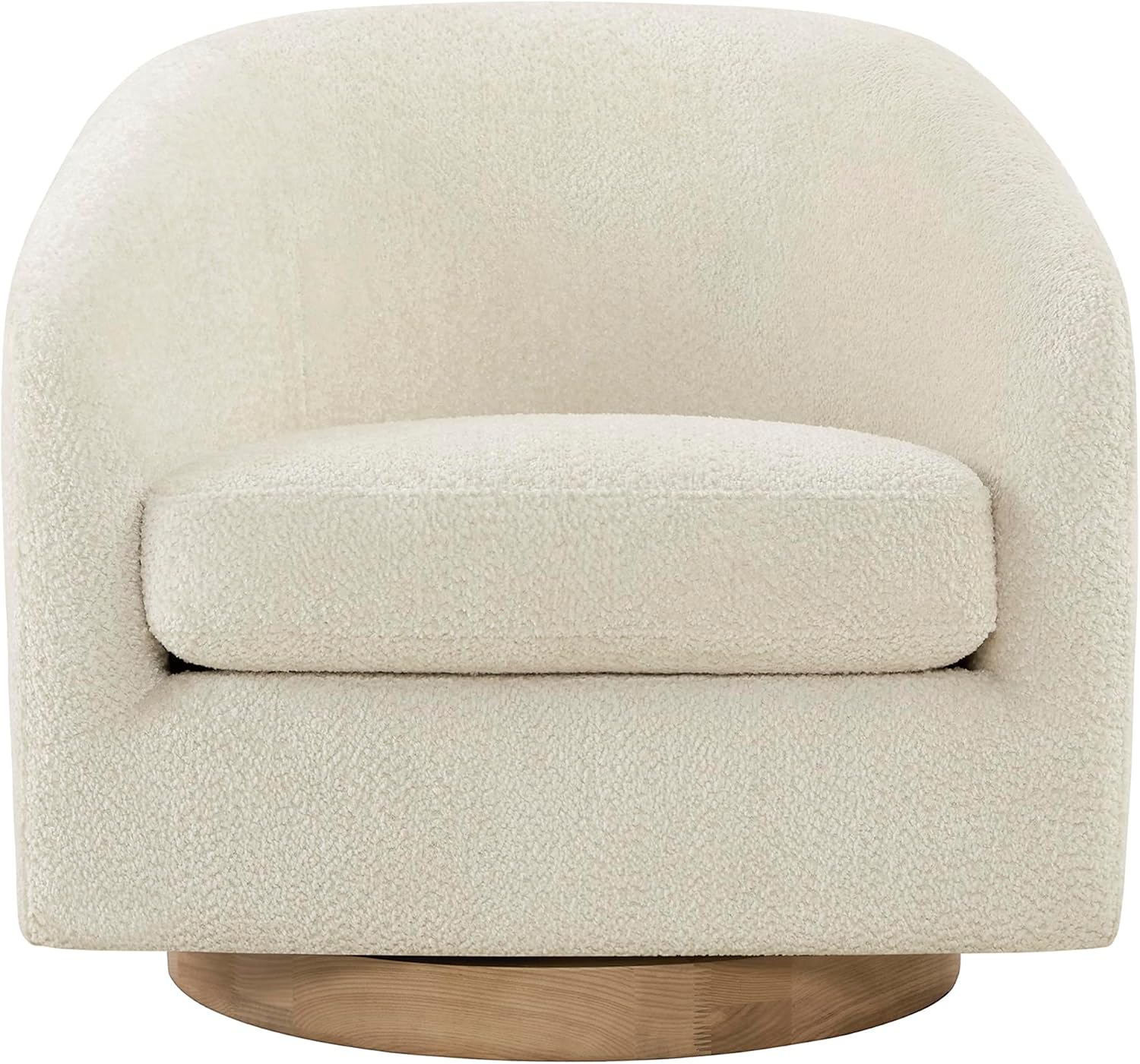 CHITA Swivel Accent Chair Set of 2, FSC Wood Frame, Fully Assembled, Cream | Fabric Barrel Arm Chair with 360° Swivel Solid Wood Base, Mid Century Modern Living Room Chair, 31"x31"x28", 350 Lb Capacity