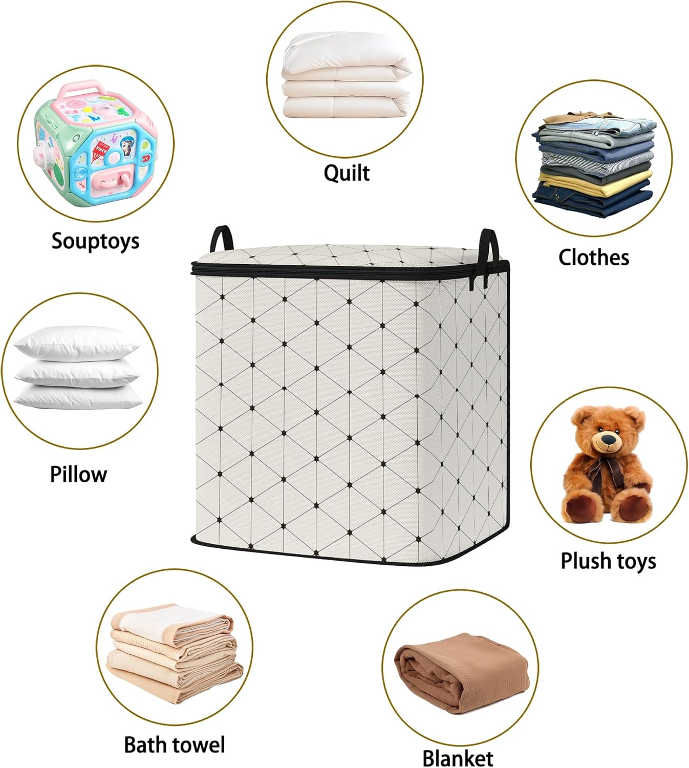 king comforter storage bag,clothes blanket bedding pillow quilt organizer for closet,fabric moving bags with portable handles and zipper 95L(2pack)
