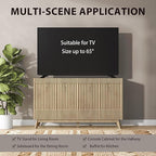 65" Large Sideboard Buffet Cabinet with Storage, Set of 2 Modern Fluted Credenza Buffet Tables with Doors & Adjustable Shelves for Living Room, Kitchen, or Dining Room, Natural Oak