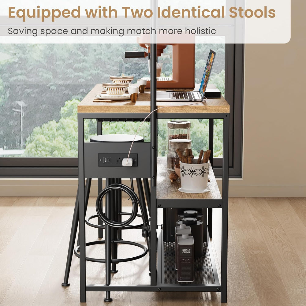 Kitchen Microwave Stand Coffee Bar Table with Storage, Natural | Small Kitche...