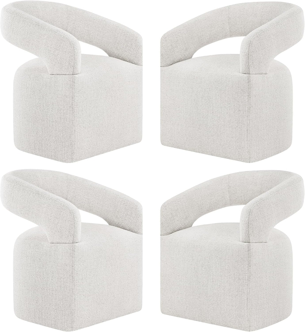 KISLOT Upholstered Dining Chairs Set of 4 with Casters, Light Beige
