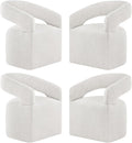 Upholstered Dining Chairs with Casters, Modern Barrel Side Armchair with Rollers for Dining Room, Bedroom, Kitchen, Reading Room, Beige, Set of 4