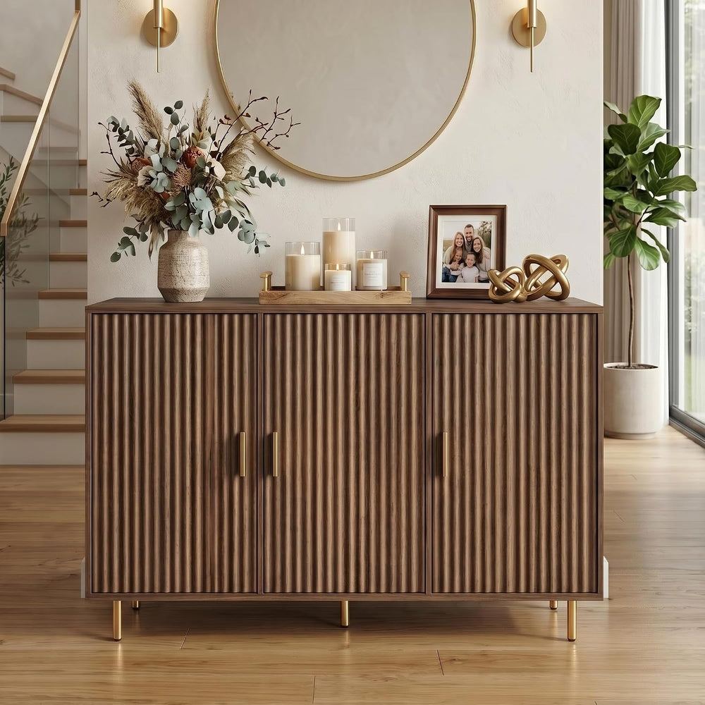 DIYART Rustic Brown Sideboard Buffet Cabinet, Accent Coffee Bar Cabinet with ...