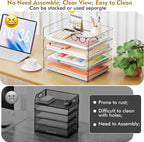 YKLSLH 4 Trays Paper Organizer Letter Tray - Acrylic Desk File Organizer, Stackable Clear Paper Holder Sorter Office Organizer for Letter/A4, Office File Ipad Books Notes Etc