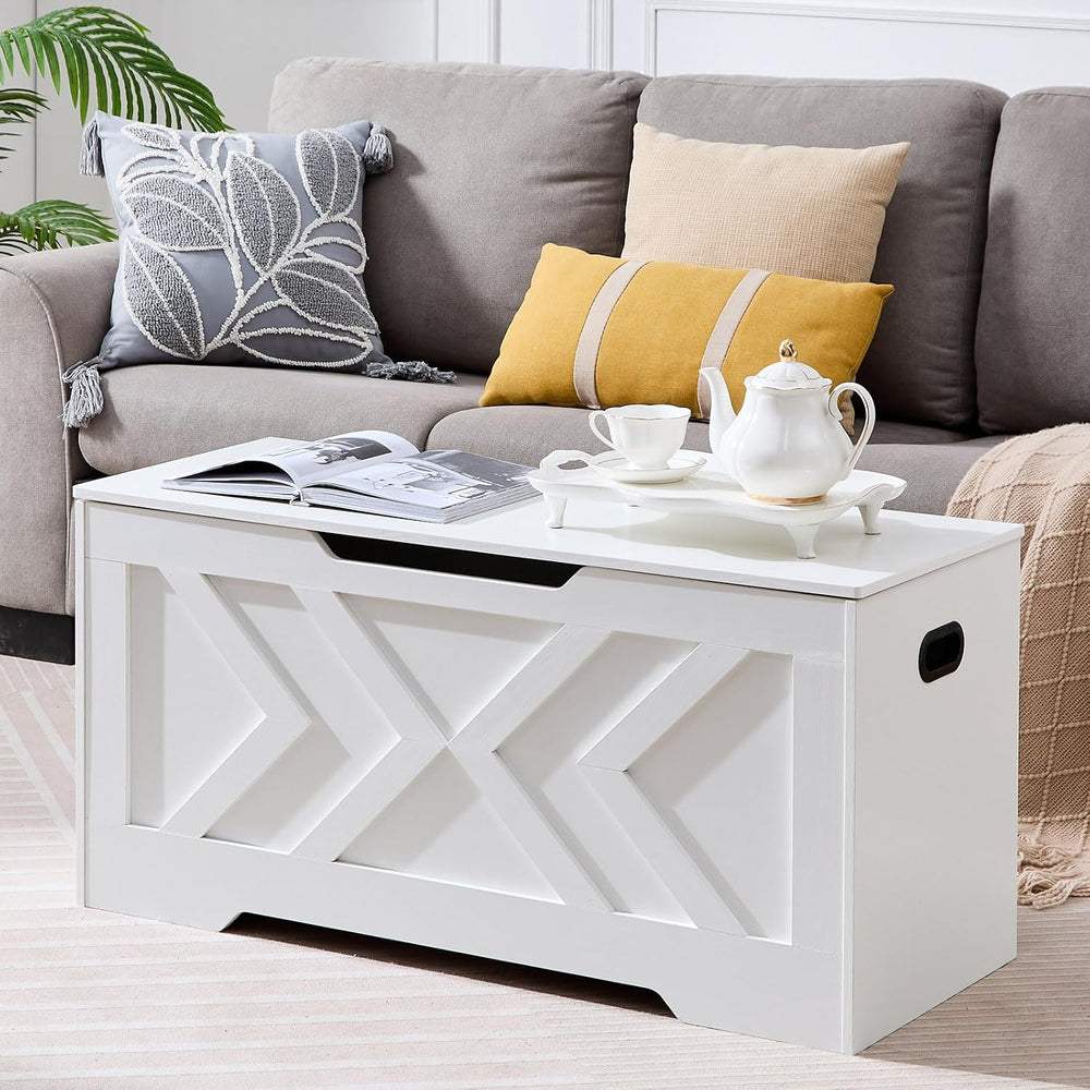 39.3" Storage Bench with 2 Safety Hinges,entryway Bench,Blanket Storage,...
