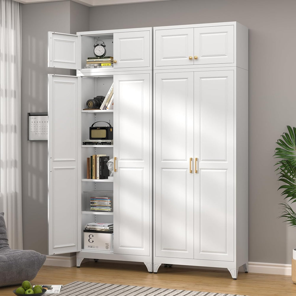 32" Wall Storage Cabinet with 2 Doors & Gold Handles | Black Metal, ...