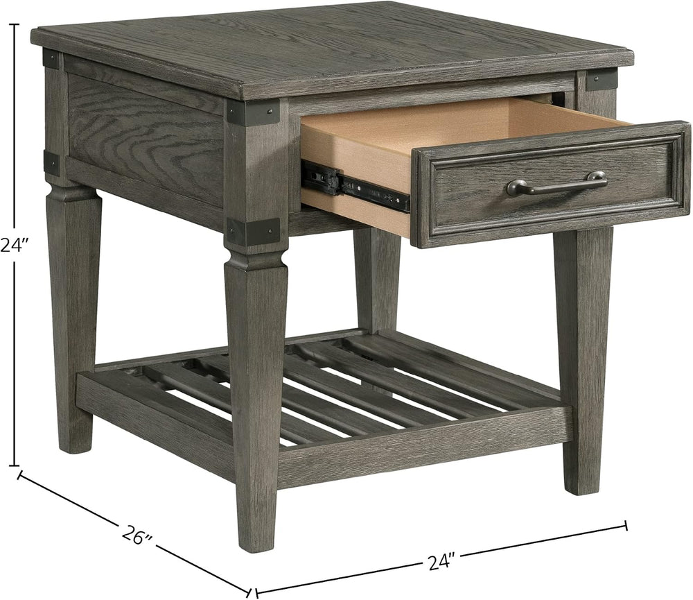 Intercon Foundry 24" Wide Drawer and Shelf, Brushed Pewter End/Side/Nest...