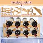 2 Pack Wine Racks, 2-Tire Bamboo Wine Rack, Wine Rack for Inside Cabinet 16 Bottles Wine Storage Holder Liquor Bottle Display Shelf Suitable for Bar,Home,Kitchen,Cellar Basement,Restaurant