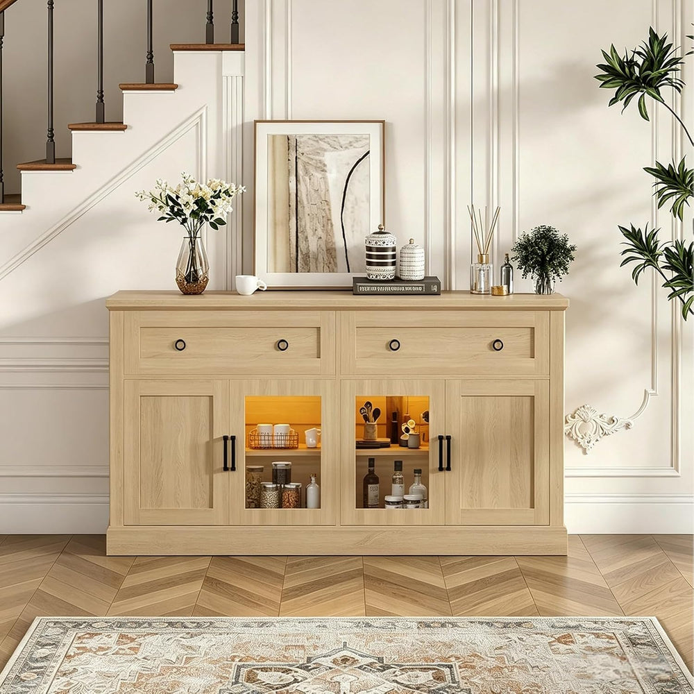 63'' Sideboard Buffet Cabinet with Storage, Modern Storage Cabinet wi...