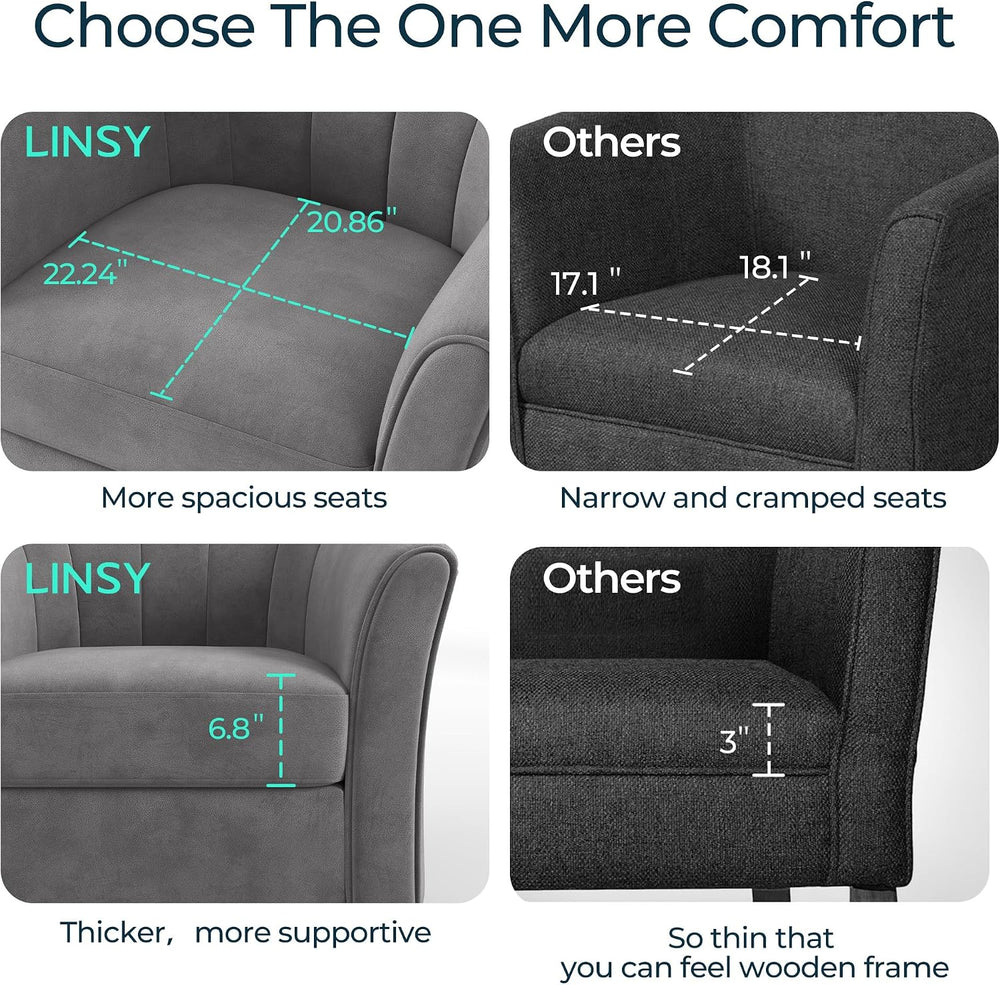 LINSY Large Swivel Accent Chair with Ottoman, Velvet Barrel Chair with Footre...