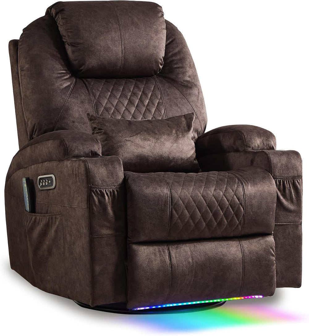 AHMED Dual Motor Power Swivel Rocker Recliner Chair, Velvet Brown | Electric ...