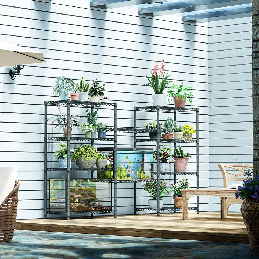 IZEUK 4-Tier Outdoor Metal Storage Shelving Unit, Heavy Duty Wire Rack Organi...