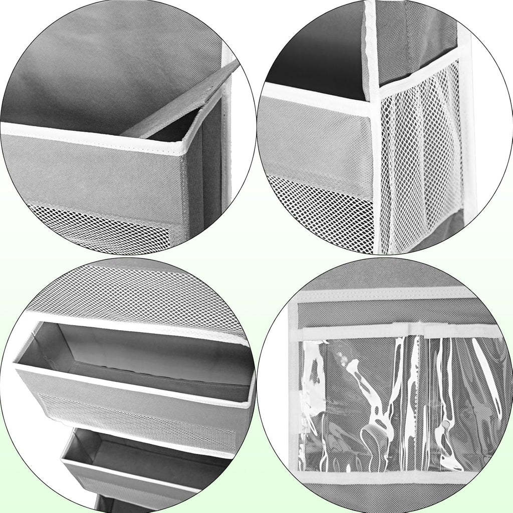 Over The Door Organizer Storage, 6 Shelf of Reinforcement Anti-Tilt Can Bear 44lb Bathroom Organization and Storage, Suitable for Bedroom, Pantry, Kitchen, Grey