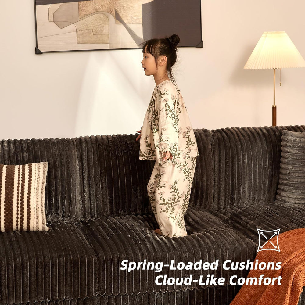 GOSUHI 139" U-Shaped Cloud Couch, Modular Sectional, Deep Seats, Grey | ...