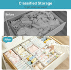 Vtopmart 18 Pack Baby Clothes Organizer, Dresser Drawer Organizer for Baby Clothing, Foldable Fabric Closet Drawer Storage Bins, Dresser Dividers for Bra, Socks, Ties, Scarf, White