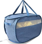 Upgraded 100L Extra Large Mesh Pop Up Laundry Hamper with Lid and Handles. XL Closet Storage Bins, Dirty Clothes Basket for Dorm Home, Foldable Laundry Basket. Blue. H