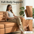 Leather Sectional Sofa, 78" Oversized Loveseat Couch with Storage, Deep Seat Scratch Resistant Faux Leather, Wide Vegan Leather Sofa, (Brown, Loveseat + Ottoman)