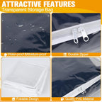 Plastic Storage Bags with Easy-Glide Zipper, Pack of 6, Durable Clear Vinyl Zippered Storage Bags for Clothes Sweaters Comforters Blankets Sheets Bedding (21.6 x 13.7 x 12.4 Inch)