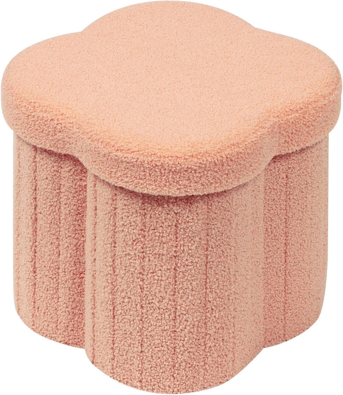 B FSOBEIIALEO Storage Ottoman Cube, 12.6" Flower Shaped Ottomans, Orange
