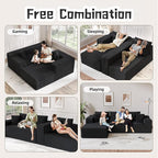 Cloud Sectional Couch, 104”L-Shape Large Oversized Sofa with Left Chaise Lounge, Modular Sleeper Couch with Pillows & Deep Seat, Flannel Velvet Compressed Sofa for Living Room, Black