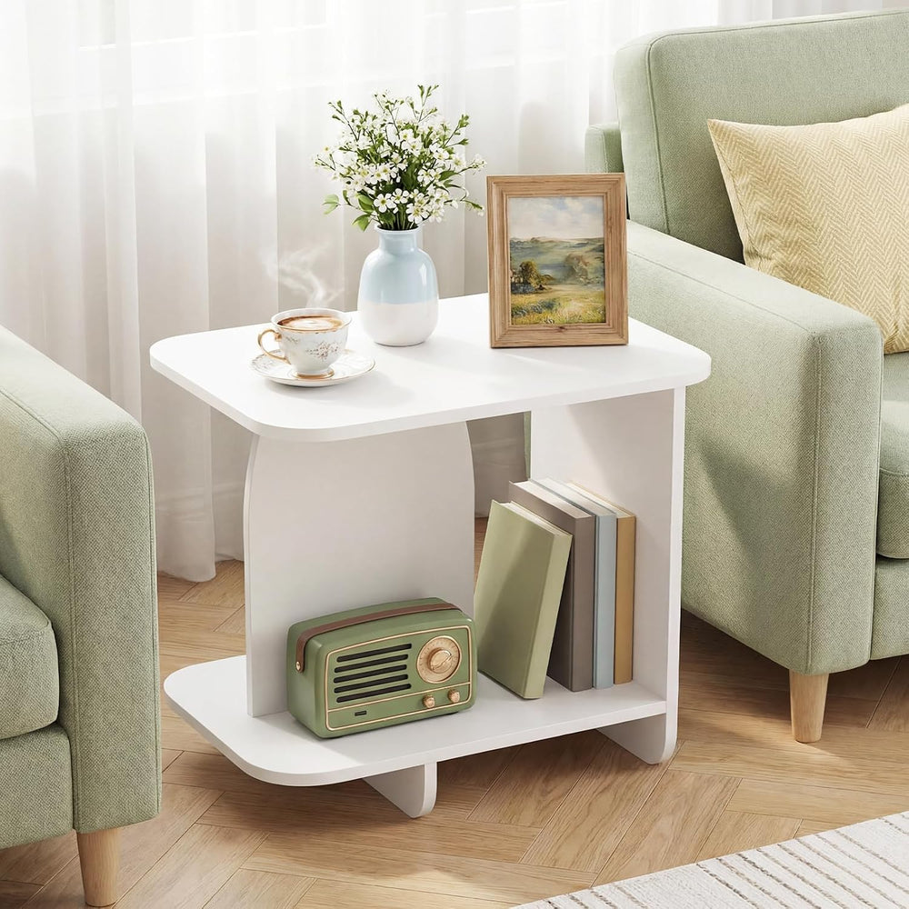Giantex 2-Tier End Table, Modern Sofa Side Table with Open Storage Shelf, Woo...