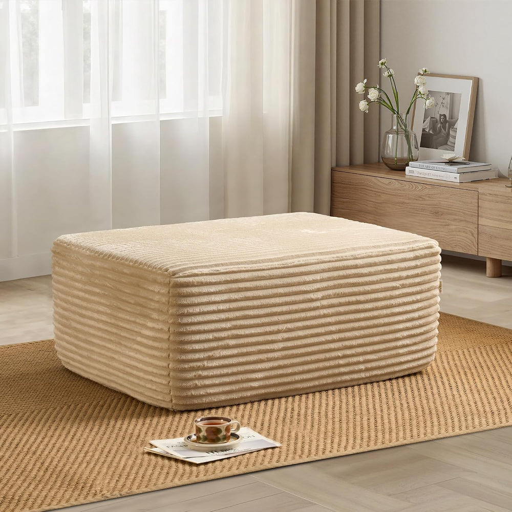 37" Plush Corduroy Ottoman, Upholstered Cloud Ottoman for Couch in A Box...