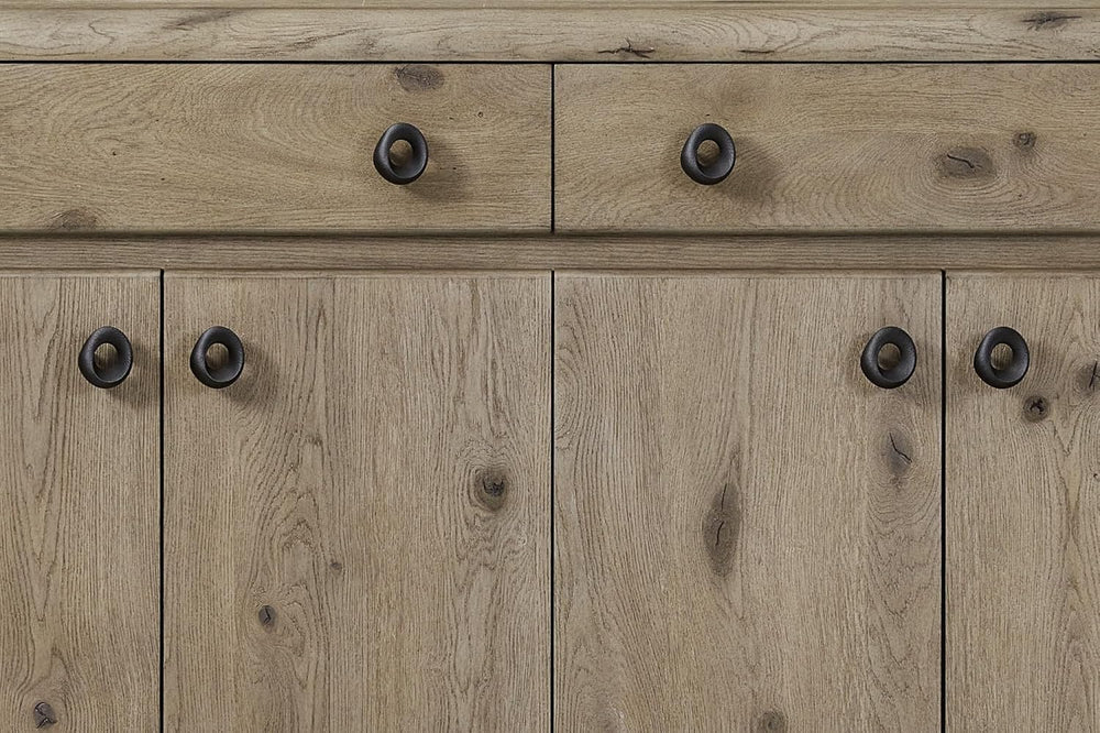 English Knotty Oak Veneer Server with Solid Wood+MDF | Authentic knotty oak v...