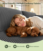 Welzona 70.2" Couches for Living Room, Comfy L Shaped Couch Grey 7.1" Thicker Cushion, Sofas for Living Room Tool-Free Setup, Loveseat with Ottoman 705lbs Support, Corduroy Couch for Bedroom, Office