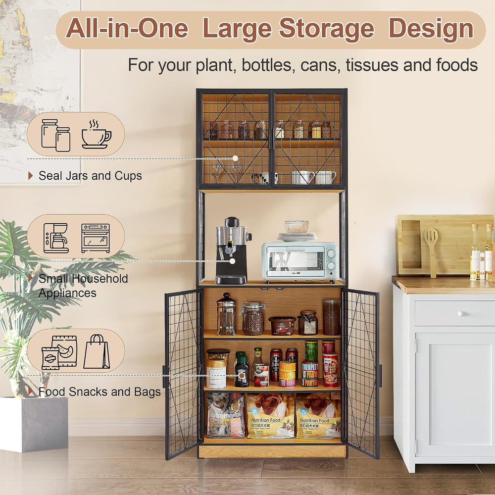 VECELO 72in Tall Kitchen Pantry Cabinet Set of 2 with Doors and Shelves, Larg...