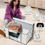 Fab totes 24 Gallons Clothes Storage, Foldable Thick Fabric Blanket Storage Bags, Containers for Organizing Bedroom, Closet, Clothing, Comforter, Organization with Handle (4 Pack,Ivory)