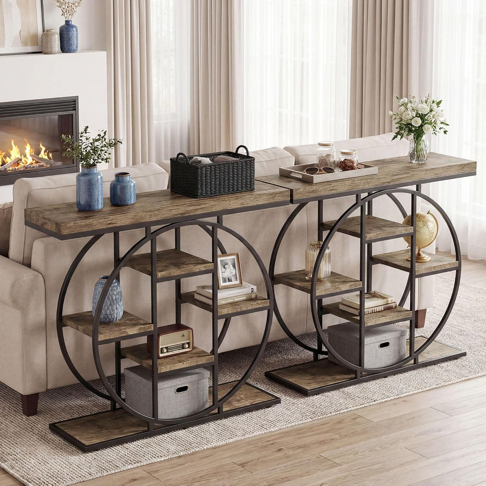 HOMCOM Entryway Table, 39.4" Console Sofa Table with Storage Shelves and...
