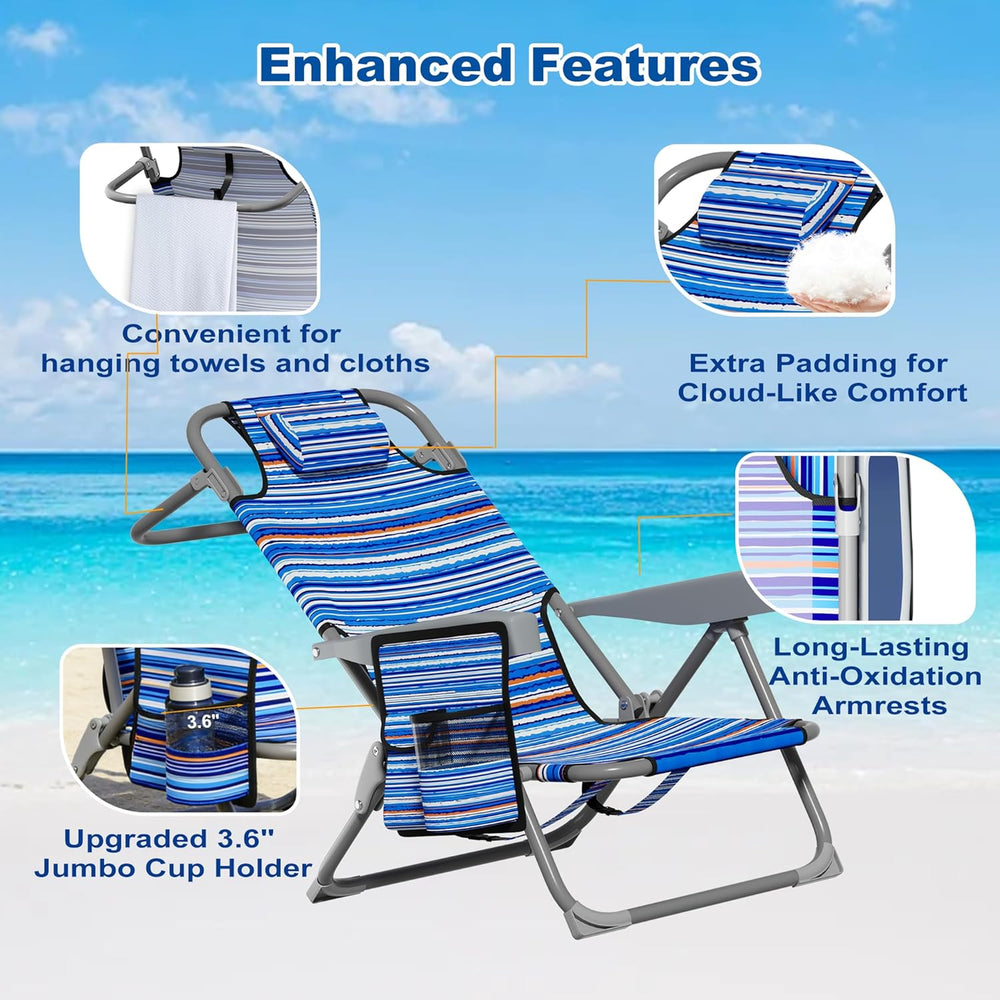 DIAMONDFORGE 2 Pack Lightweight Portable Beach Chair for Adults, 350 LBS Capa...