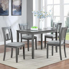 LUMISOL 5-Piece Modern Dining Set, Rectangular Wooden Kitchen Table with 4 Upholstered Chairs for Kitchen, Dining Room, Living Room, Grey
