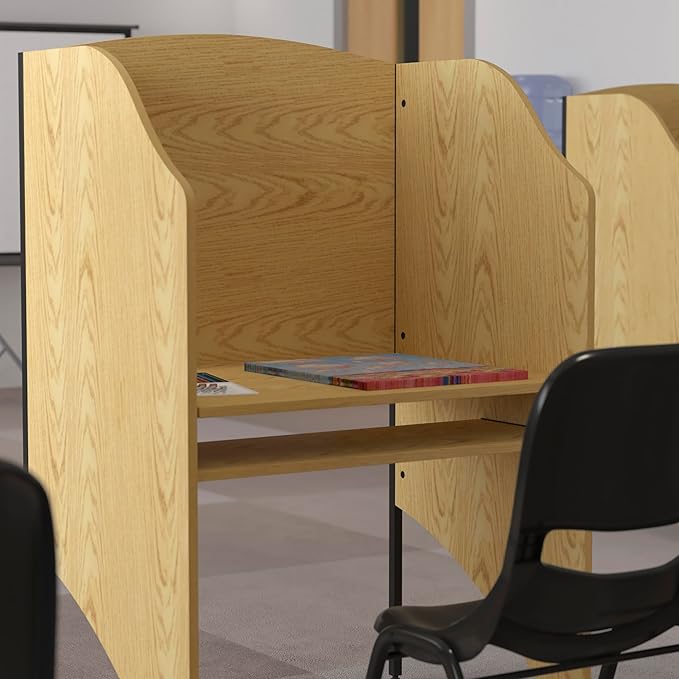 Flash Furniture Kevin Starter Study Carrel in Oak Finish