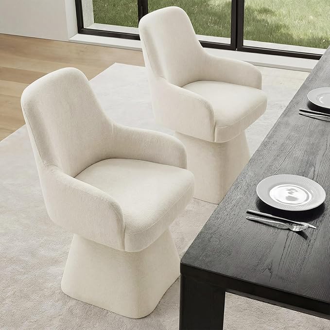 Swivel Dining Chairs Set of 4, Mid Century Modern Chairs Fabric Upholstered A...