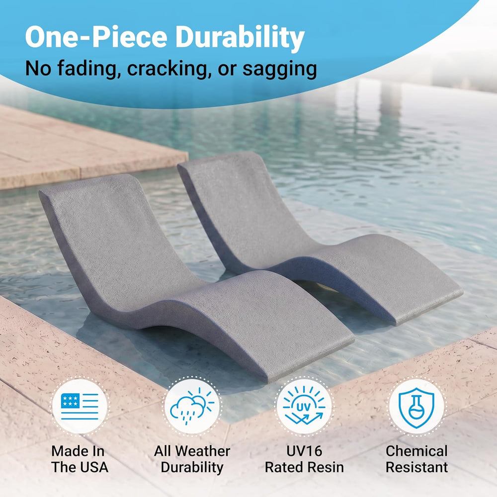 Aqua Outdoors Luxury in-Pool Chaise Lounge Chairs, 2-Pack for Tanning Ledge &...