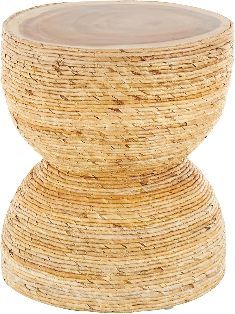 Deco 79 Banana Leaf Handmade Side End Accent Table Woven End Table with Woode...
