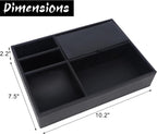 Zcaukya Men's Valet Tray, Jewelry Box Nightstand Organizer with 5 Compartments for Phone Keys Wallet Watch Glasses, Faux Leather Dresser Entryway Catchall Holder for Father's Day Gift (Black)