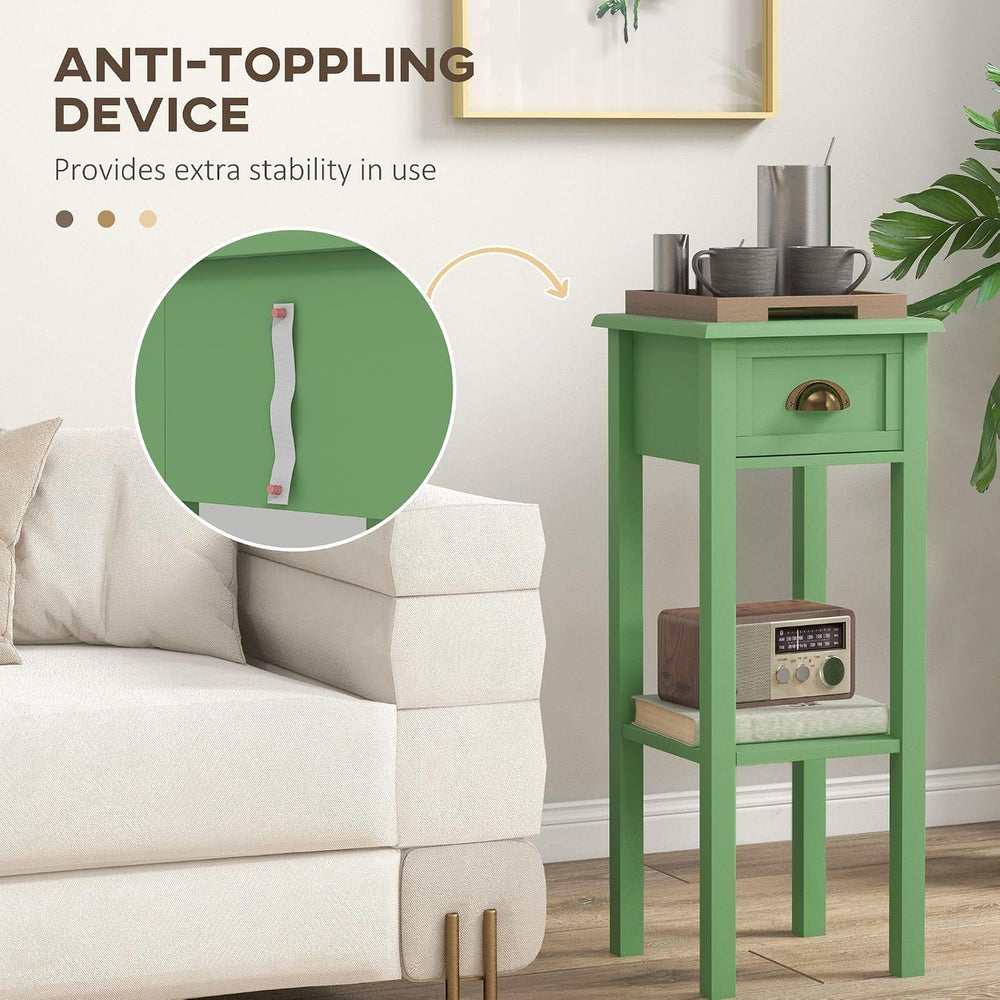 Green MDF Side Table with Storage