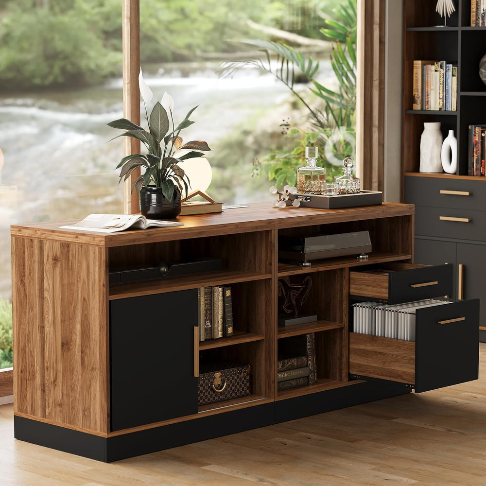 ModernMate 63" Lateral File Cabinet with Lock,2-Drawer Home Office Stora...