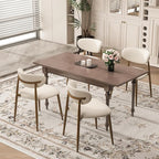 Dining Chairs Set of 6, Curved Back Kitchen Room Chairs with Metal Legs and Anti Slip Pads, Upholstered Dining Chair for Home and Restaurant, Beige