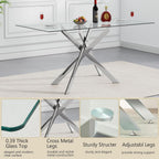 52'' 5 Piece Rectangular Glass Dining Table Set for 4 | Tempered Glass Dinner Table Set for 4 Kitchen Table Set with 4 Velvet Upholstered Chairs for Kitchen Dining Room